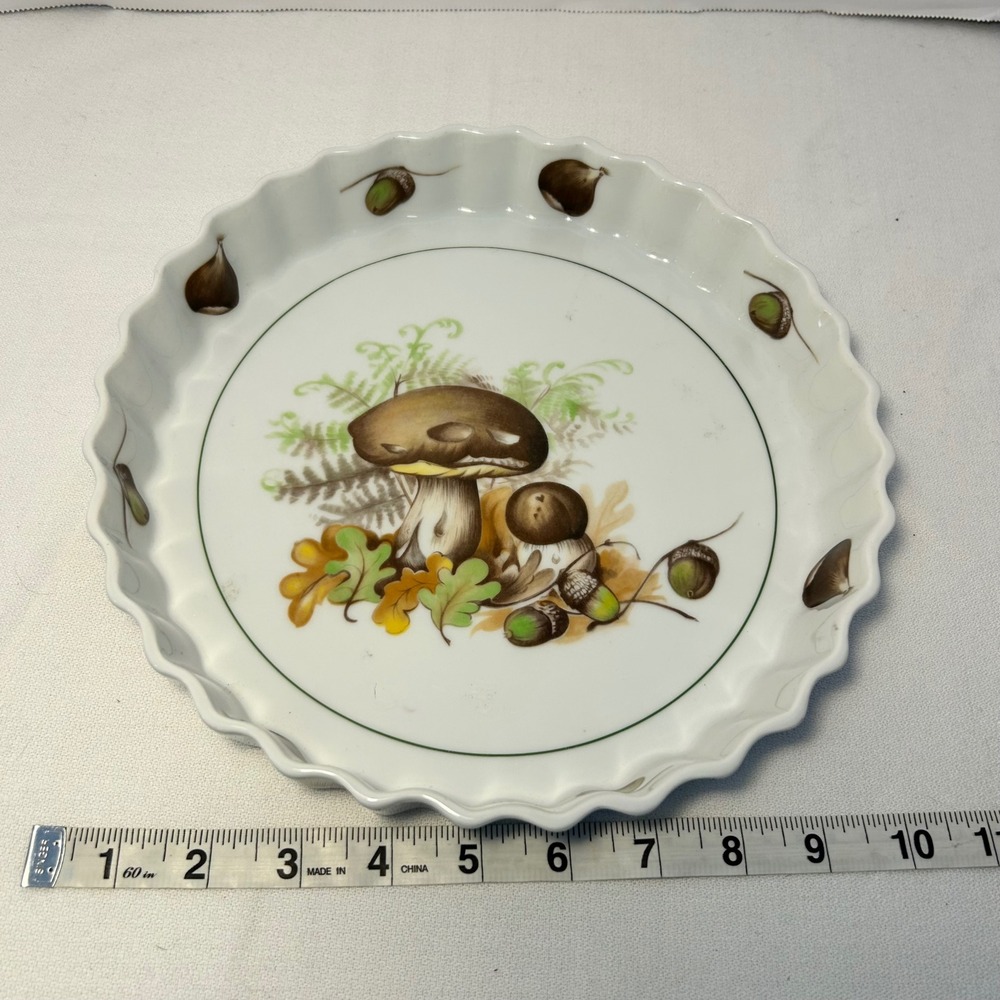 L. Lourioux Le Faune Dish Porcelain Tart Quiche Dish Mushroom Vintage - Picture 4 of 5